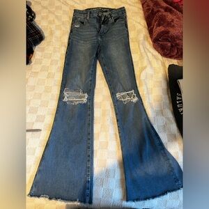 American Eagle Outfitters Blue Flare Wide Leg Jeans